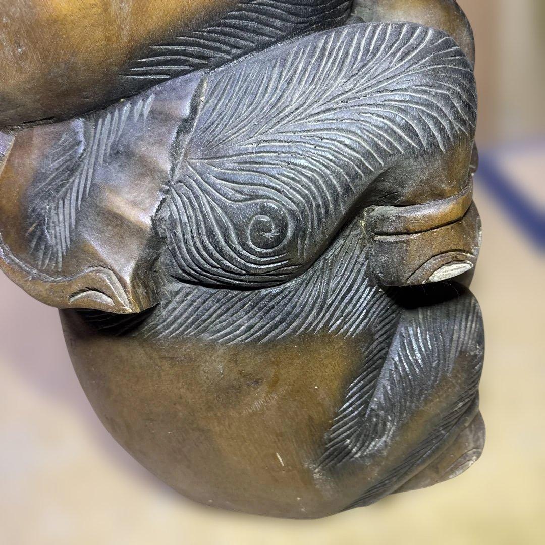 アンティーク 木彫り象スツール 木製椅子 アジアン家具 高さ52cm