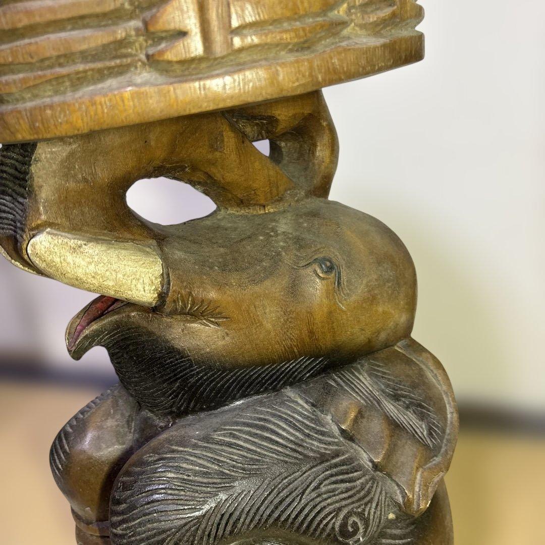 アンティーク 木彫り象スツール 木製椅子 アジアン家具 高さ52cm