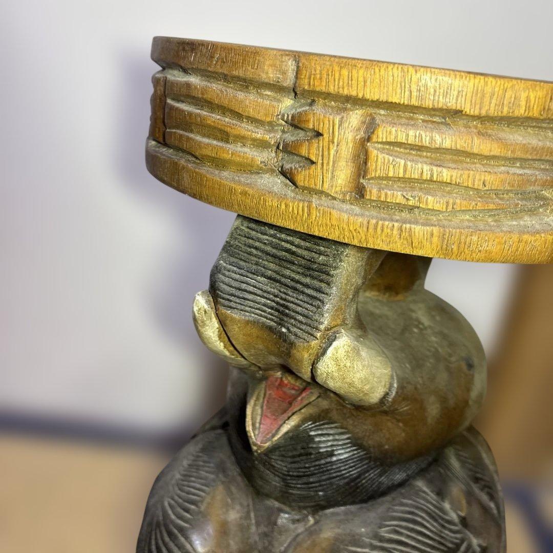 アンティーク 木彫り象スツール 木製椅子 アジアン家具 高さ52cm