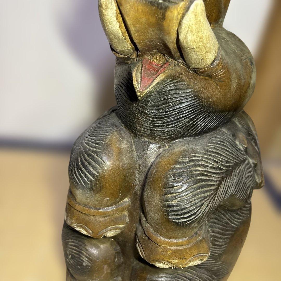 アンティーク 木彫り象スツール 木製椅子 アジアン家具 高さ52cm