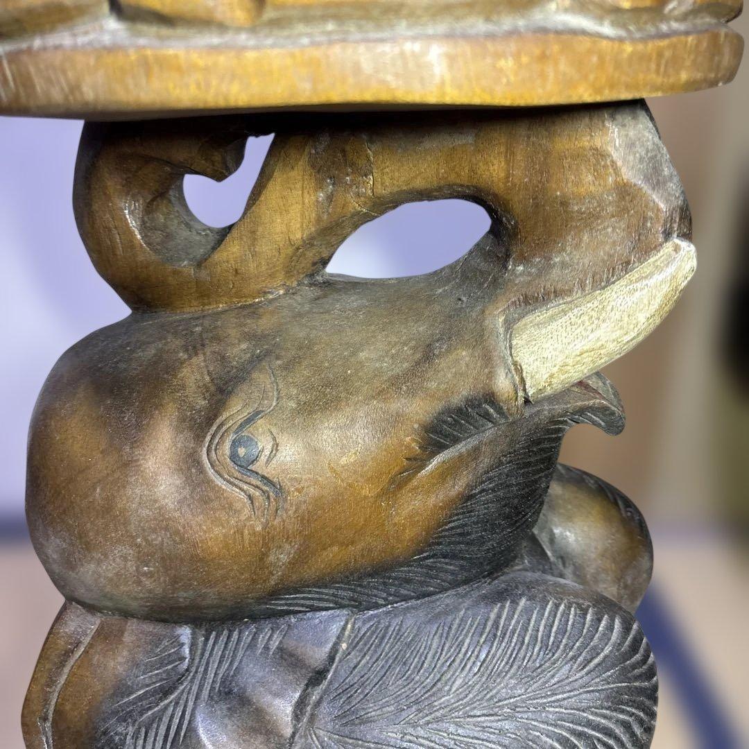 アンティーク 木彫り象スツール 木製椅子 アジアン家具 高さ52cm