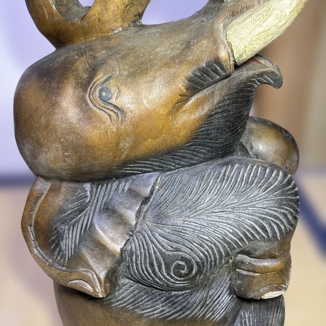 アンティーク 木彫り象スツール 木製椅子 アジアン家具 高さ52cm