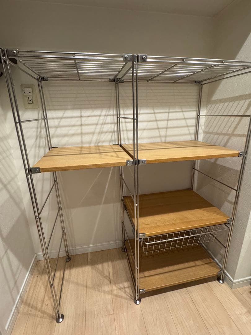 無印良品　ステンレスユニットシェルフ　ワイヤーバスケット付き