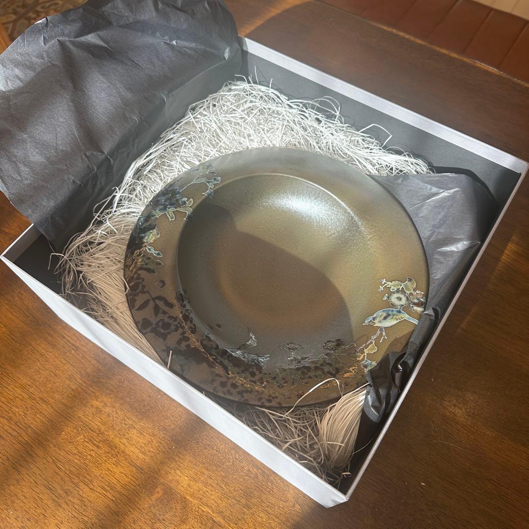 secca 花と鳥の装飾 深皿 ギフトボックス付き