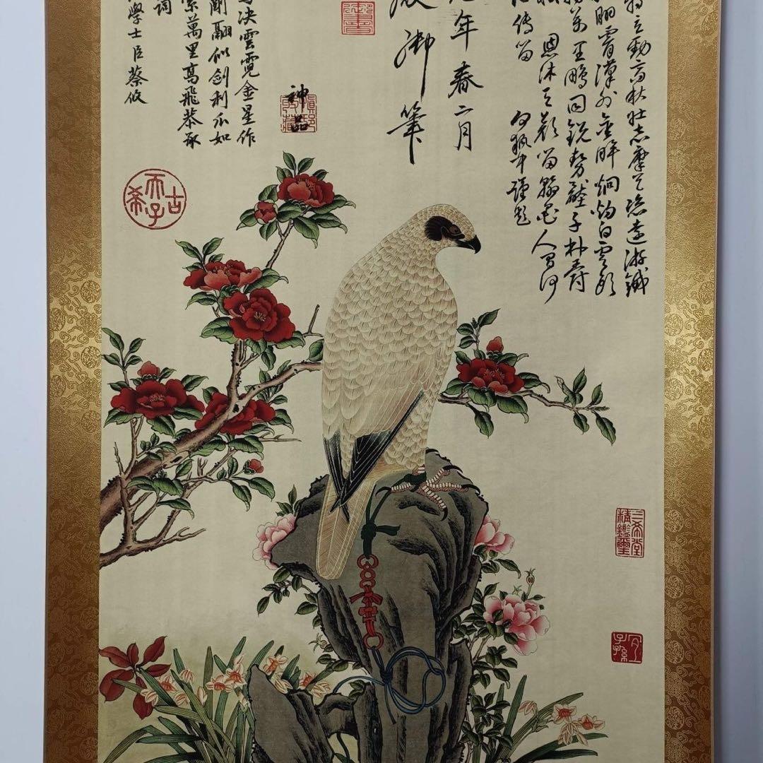 趙佶 白鷹図 三尺中堂掛軸 掛け軸 中式 花鳥画