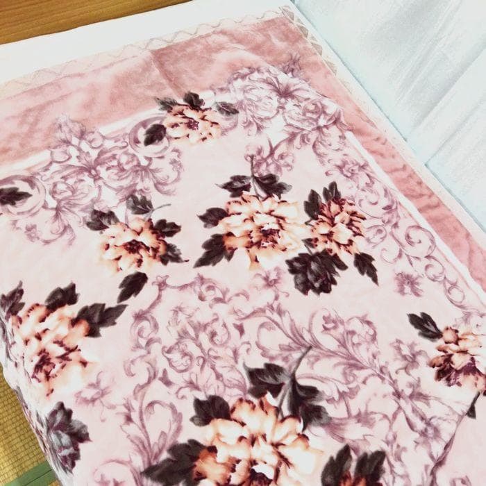 新品　ニューマイヤー毛布　シングル　軽い　軽量　あったか　花柄　ピンク