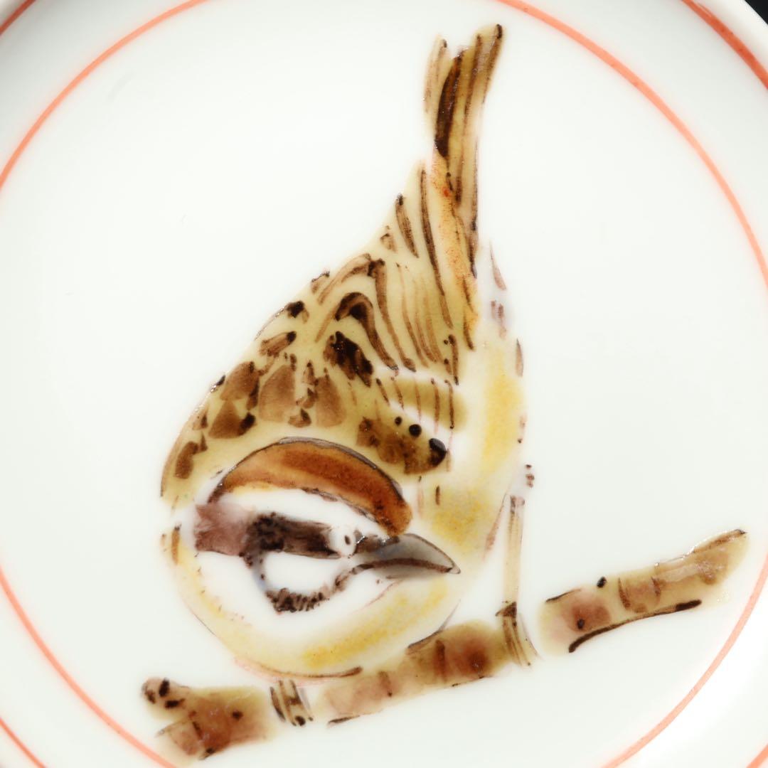 色絵野鳥図小皿5枚∅10.5㎝　高橋誠　師・藤本能道　共箱　R1731