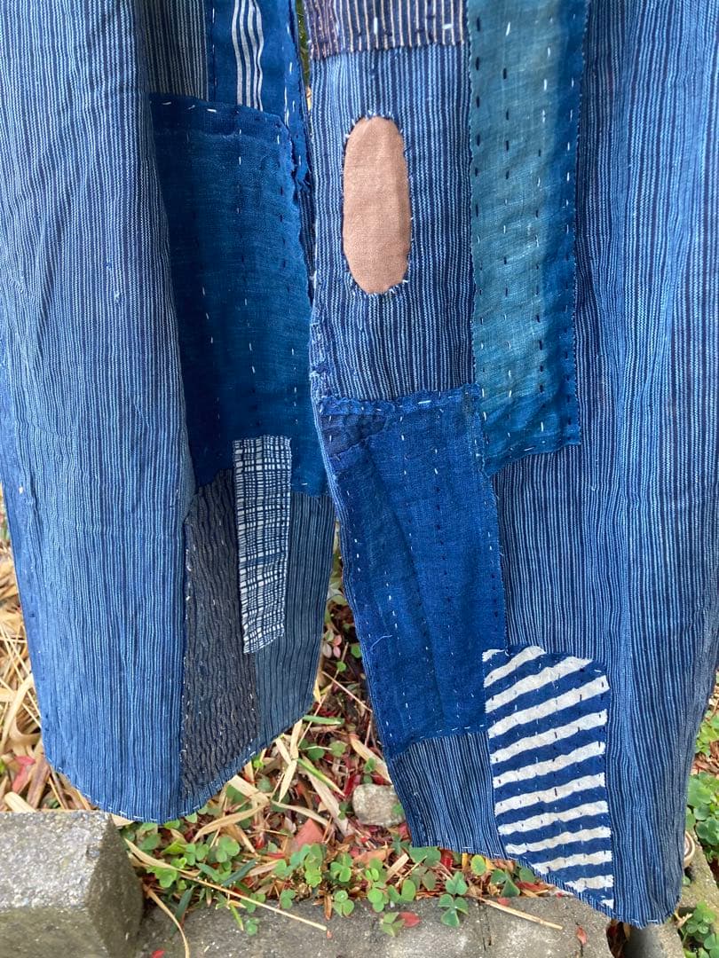 B32 襤褸　ストール　古布　リメイク　藍染　パッチワーク　継ぎ接ぎ　刺し子