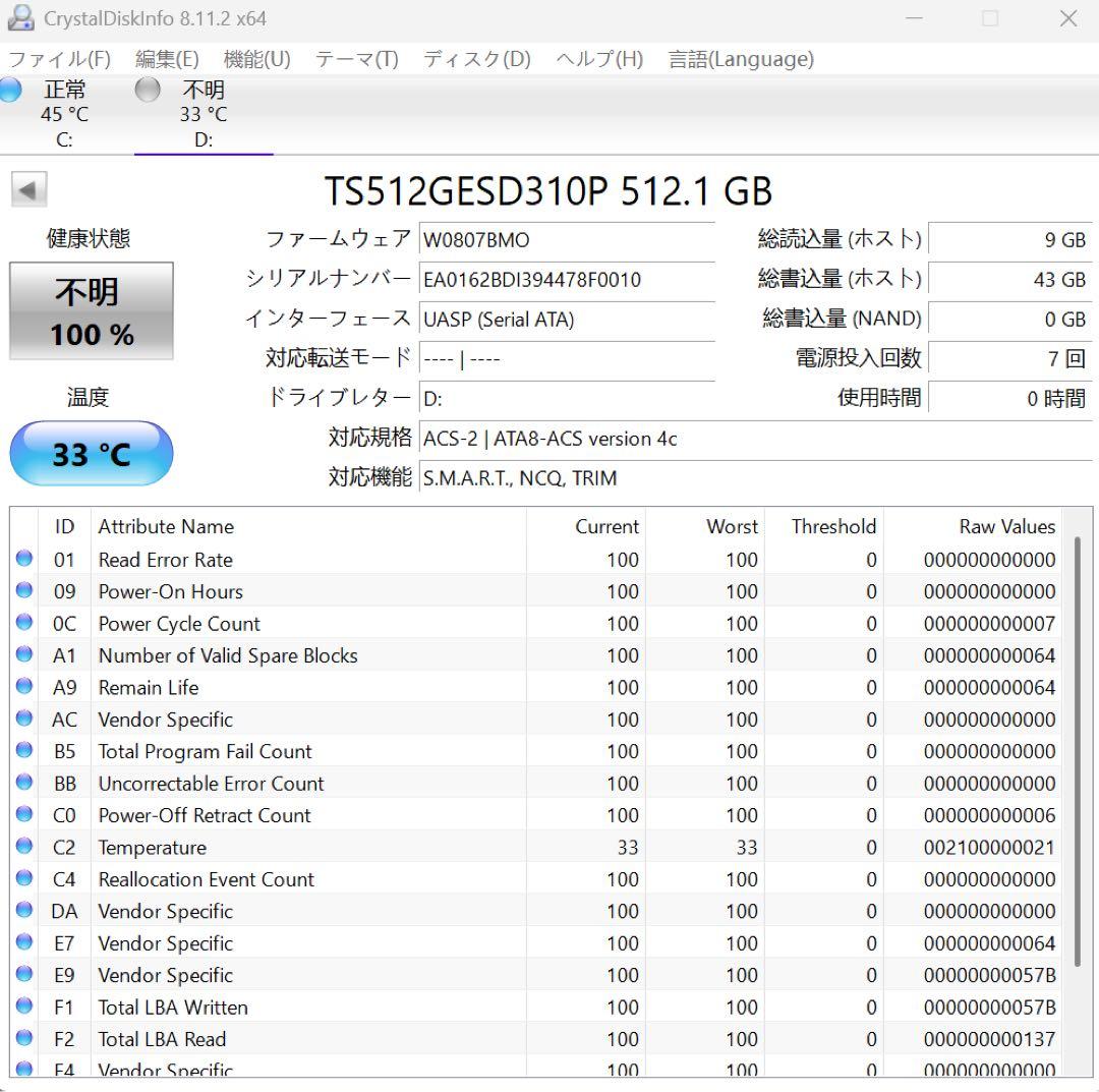 訳あり品　トランセンド ポータブルESD310 SSD 512GB