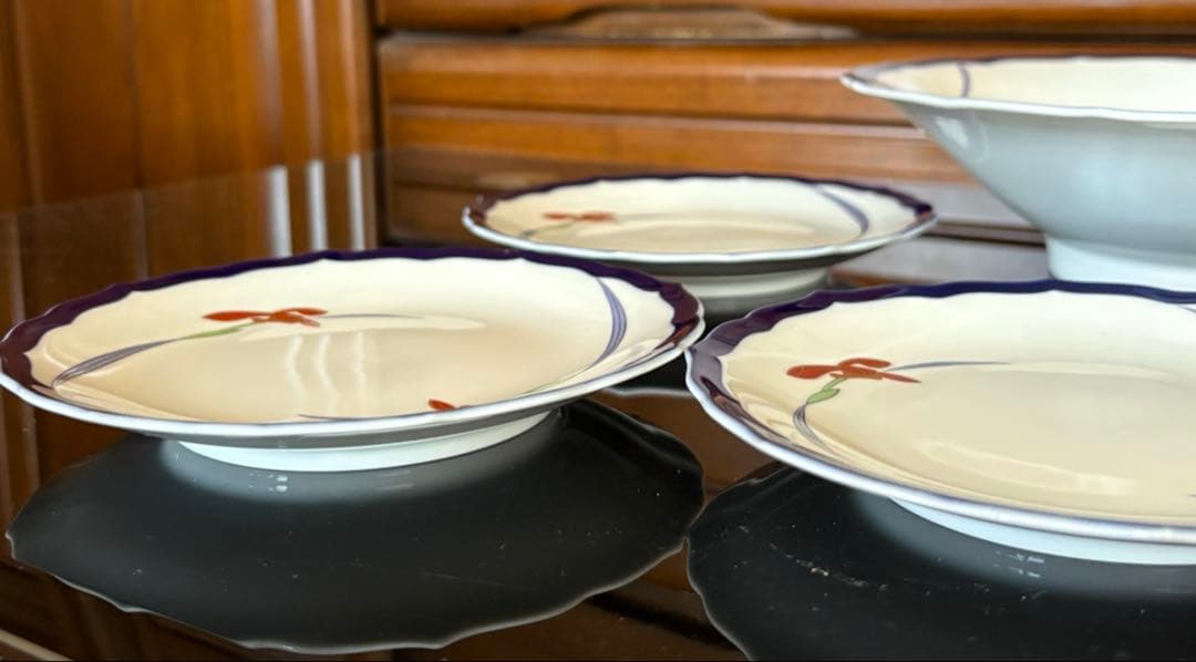 香蘭社　オーキッドレース　花柄　陶磁器　深皿1枚、ケーキ皿5枚、6点セット ‼️