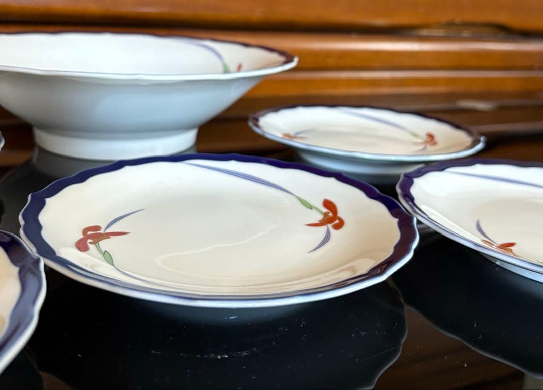 香蘭社　オーキッドレース　花柄　陶磁器　深皿1枚、ケーキ皿5枚、6点セット ‼️