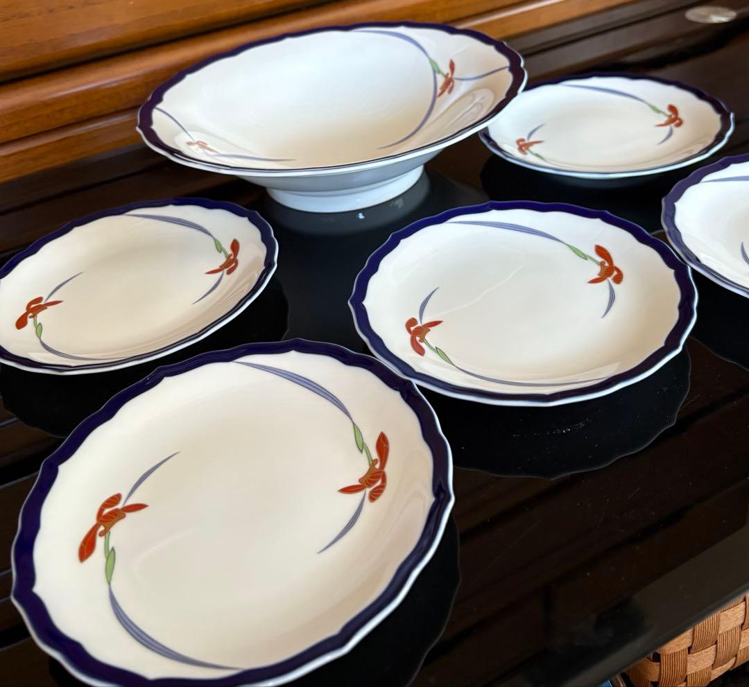 香蘭社　オーキッドレース　花柄　陶磁器　深皿1枚、ケーキ皿5枚、6点セット ‼️