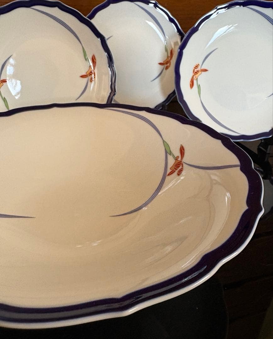香蘭社　オーキッドレース　花柄　陶磁器　深皿1枚、ケーキ皿5枚、6点セット ‼️