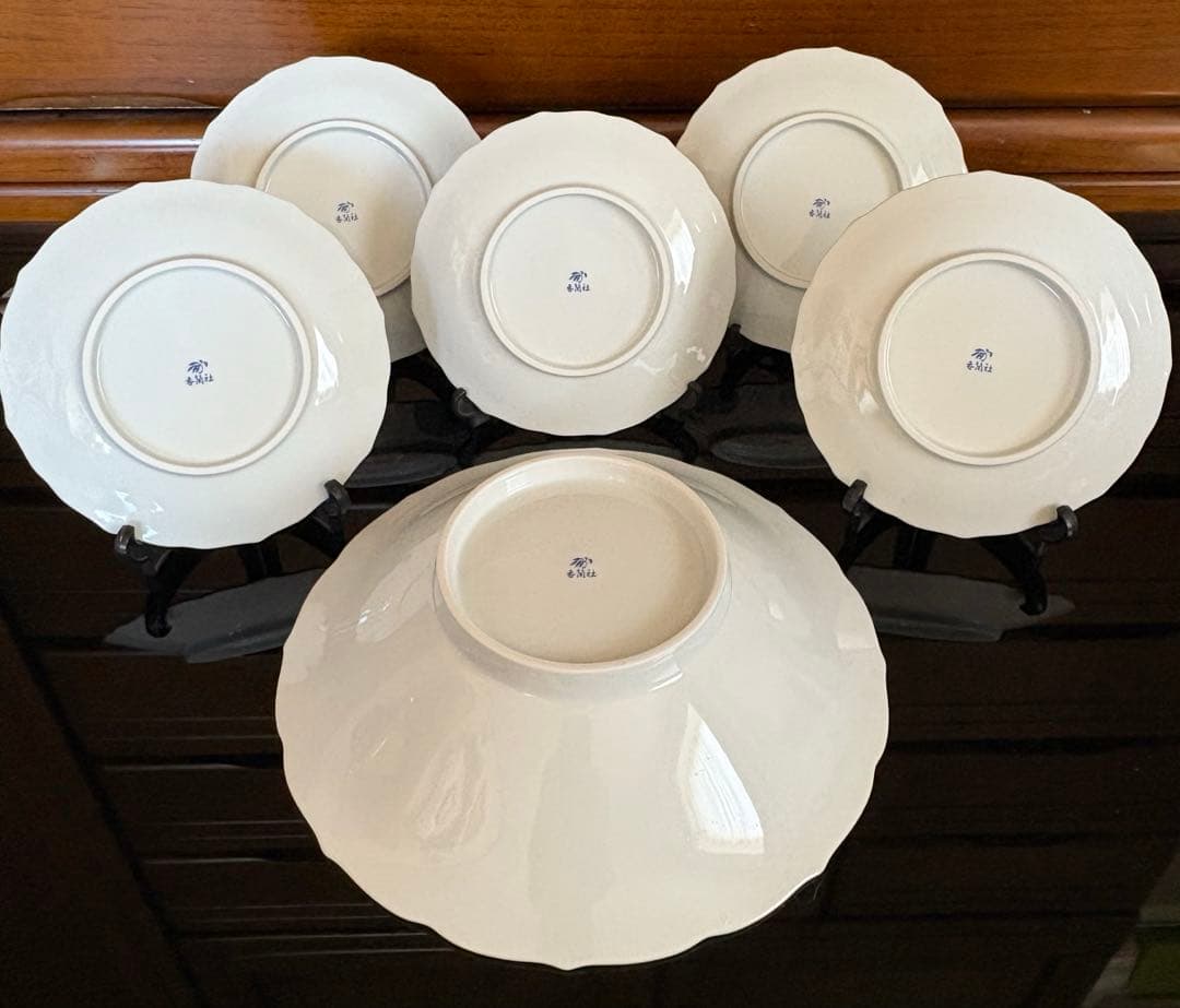 香蘭社　オーキッドレース　花柄　陶磁器　深皿1枚、ケーキ皿5枚、6点セット ‼️