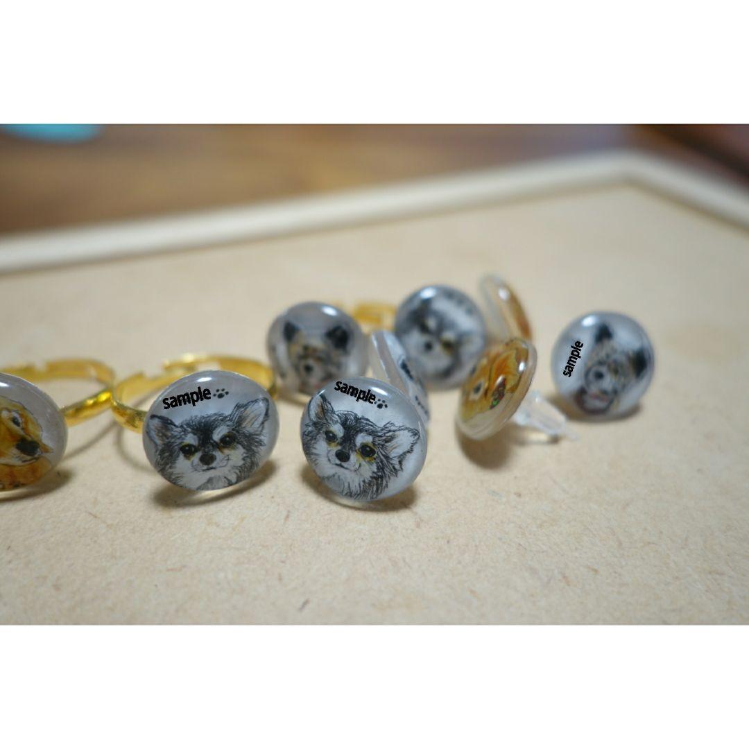 ★ペットの似顔絵★ ダックスフンド チワワ 秋田犬 指輪 キーホルダー