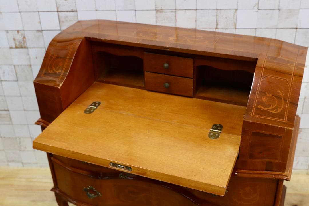 GMIK508○イタリア製 ライティングビューロー デスク クラシック 象嵌