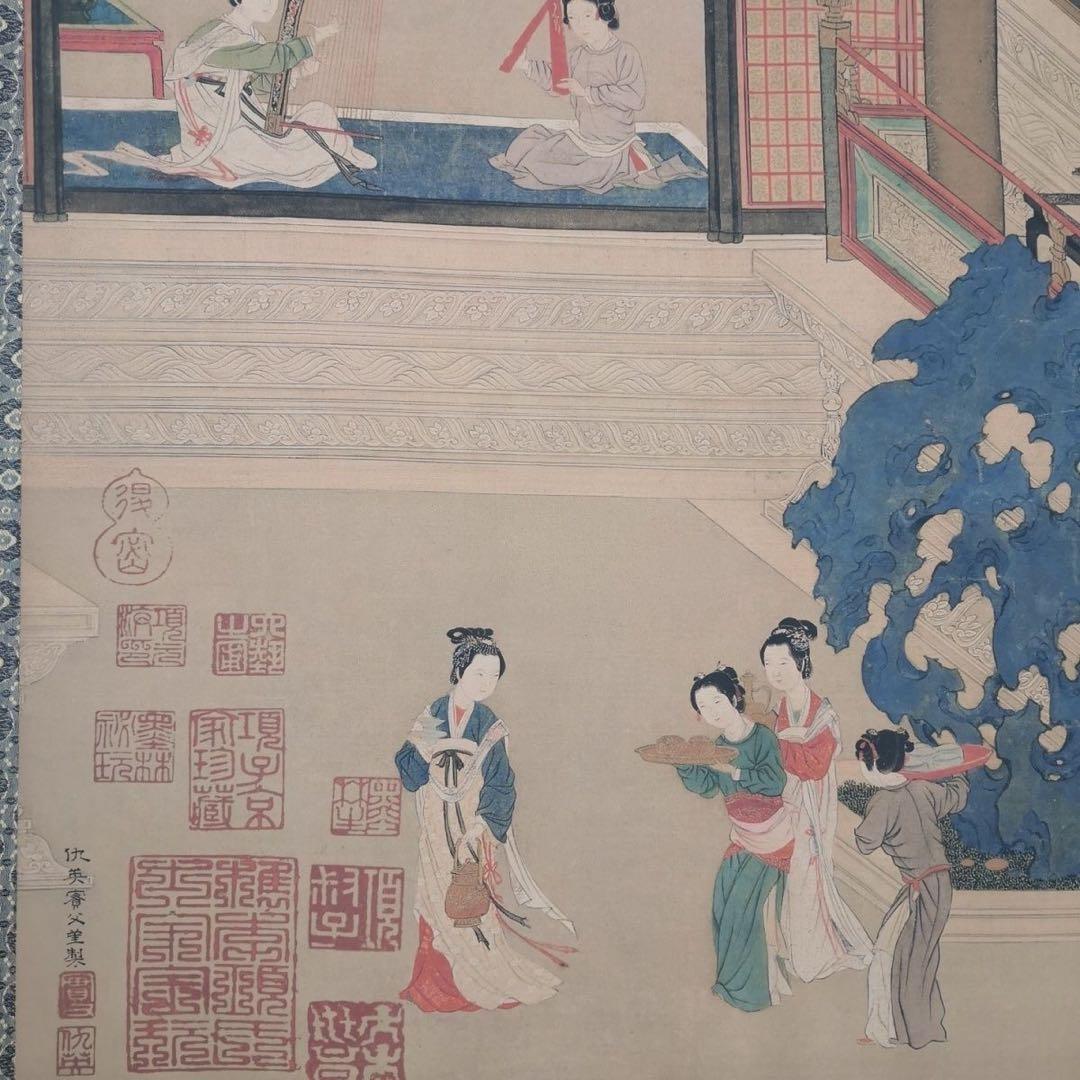 漢宮春暁図 長巻 掛軸 70×330cm 中国人物画