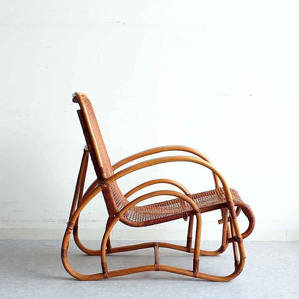 70s オールド ラタン ラウンジチェア ZR24449