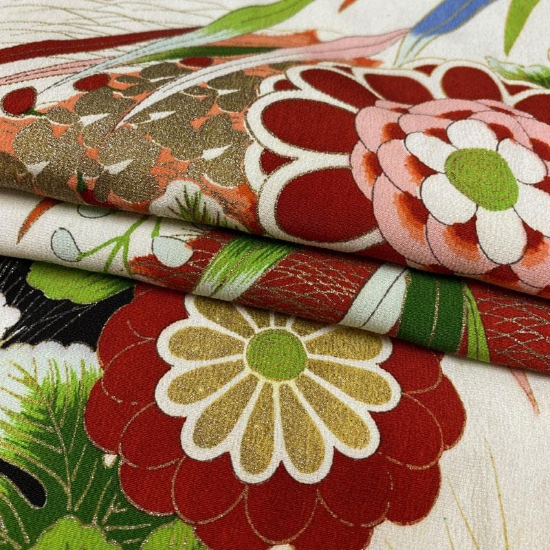 504ag34帯締め帯揚げしごき◎七五三 セミアンティーク 総柄 着物&袋帯◎