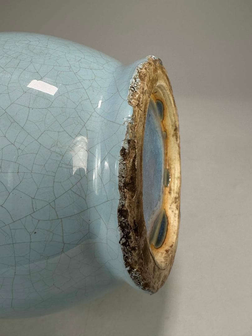 中国美術　清朝　清時代　天藍釉　花瓶　花器　時代　唐物　古物