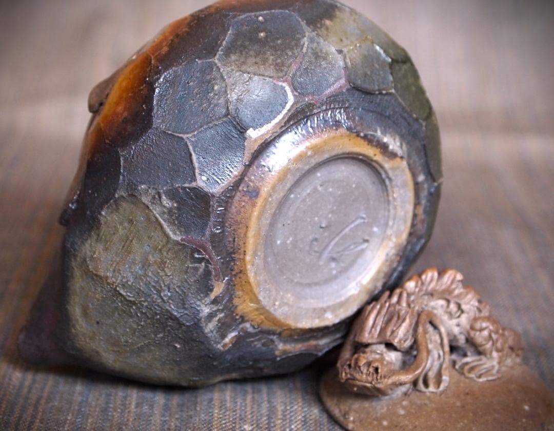 shineTLS★竹内靖之【師：山本陶秀】★備前龍摘み面取り宝瓶