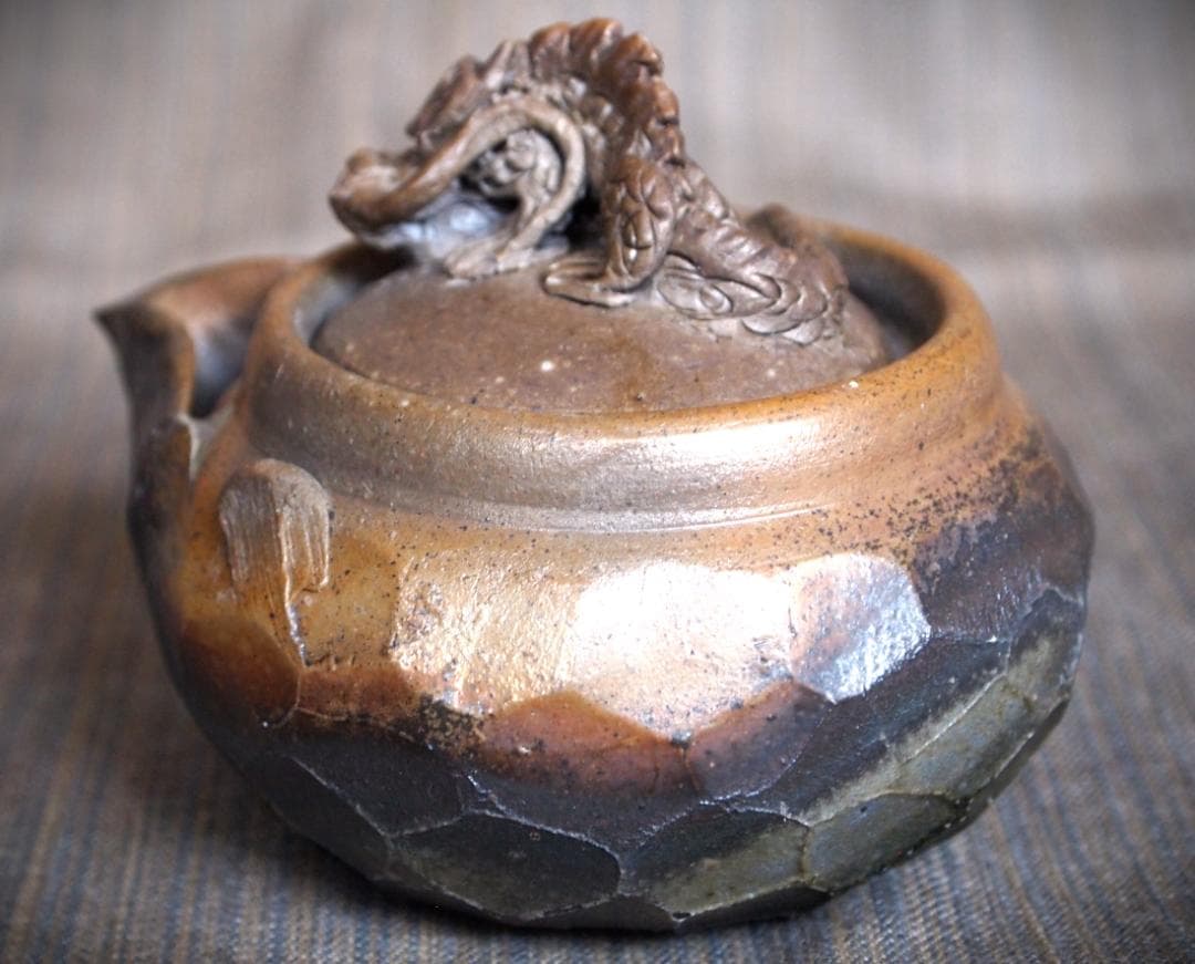 shineTLS★竹内靖之【師：山本陶秀】★備前龍摘み面取り宝瓶