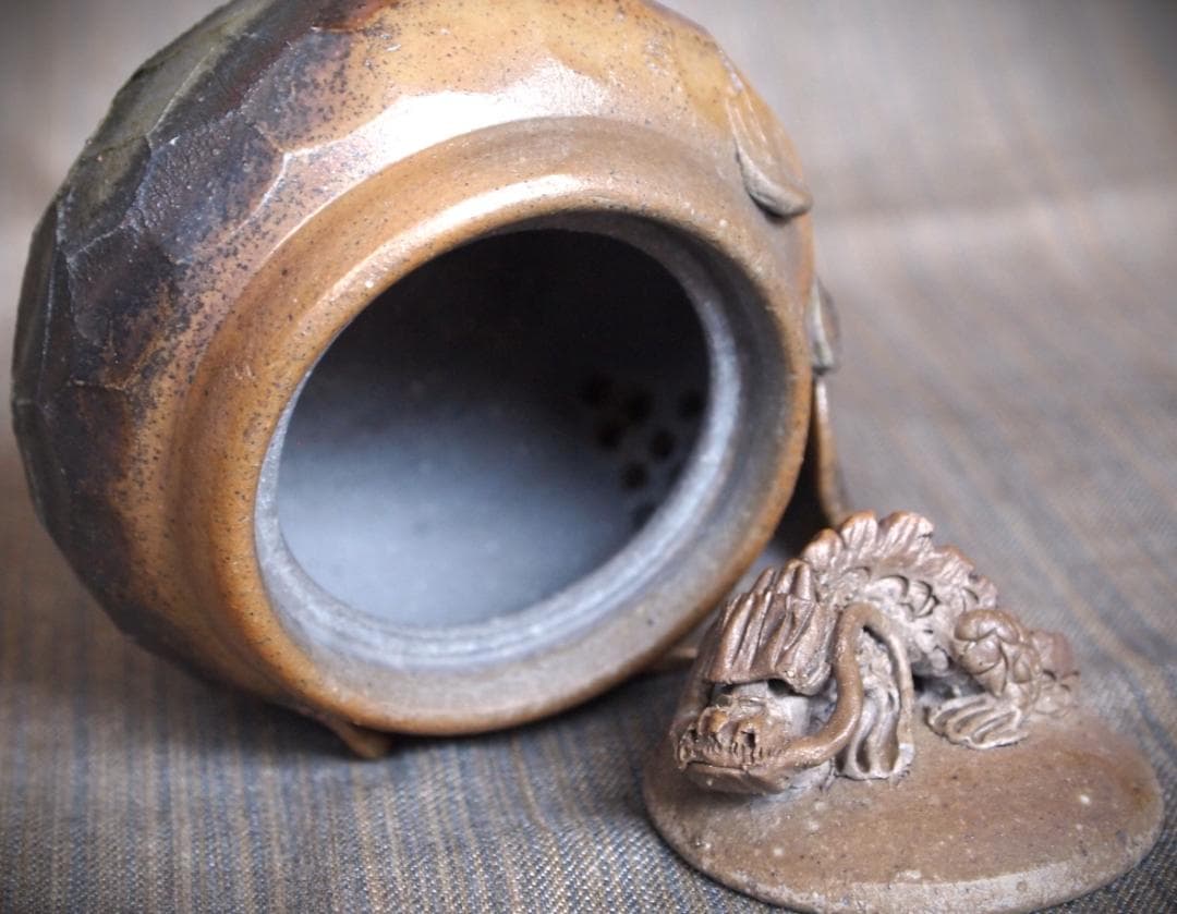 shineTLS★竹内靖之【師：山本陶秀】★備前龍摘み面取り宝瓶