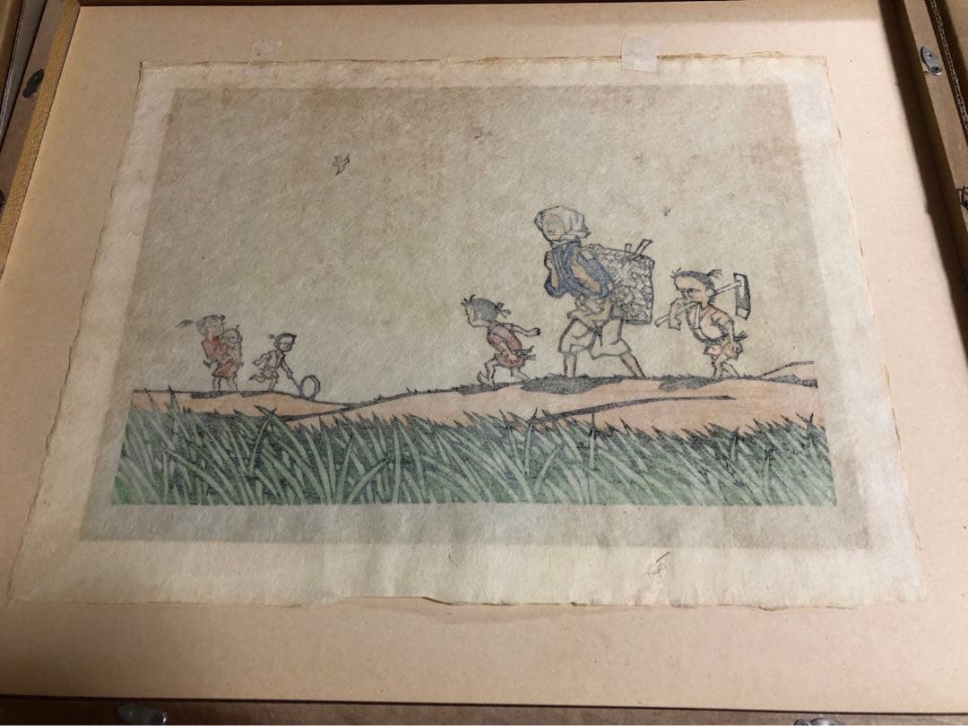 半日村 手摺版画　村の人びと　滝平二郎　サイン入　保証書あり　箱付　1980年