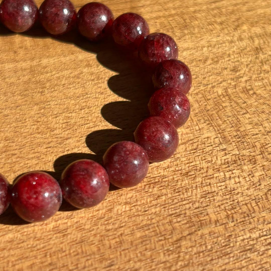 天然石 ルビー ビーズブレスレット