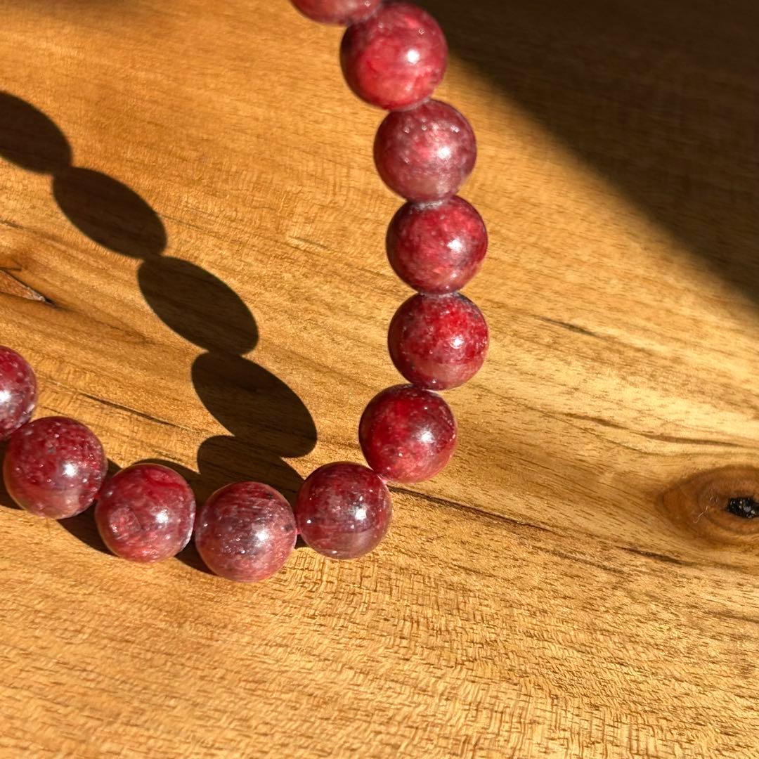 天然石 ルビー ビーズブレスレット