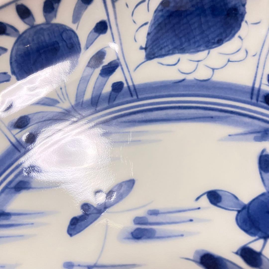 有田焼　染付　芙蓉手　輪花皿　大皿　よざん窯　与山窯