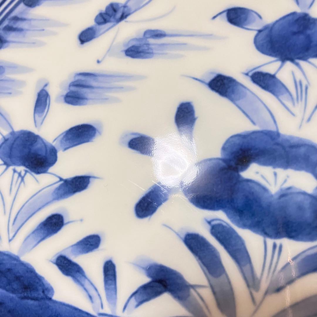 有田焼　染付　芙蓉手　輪花皿　大皿　よざん窯　与山窯