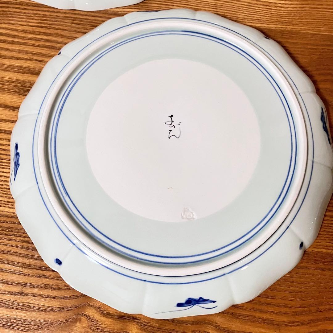 有田焼　染付　芙蓉手　輪花皿　大皿　よざん窯　与山窯