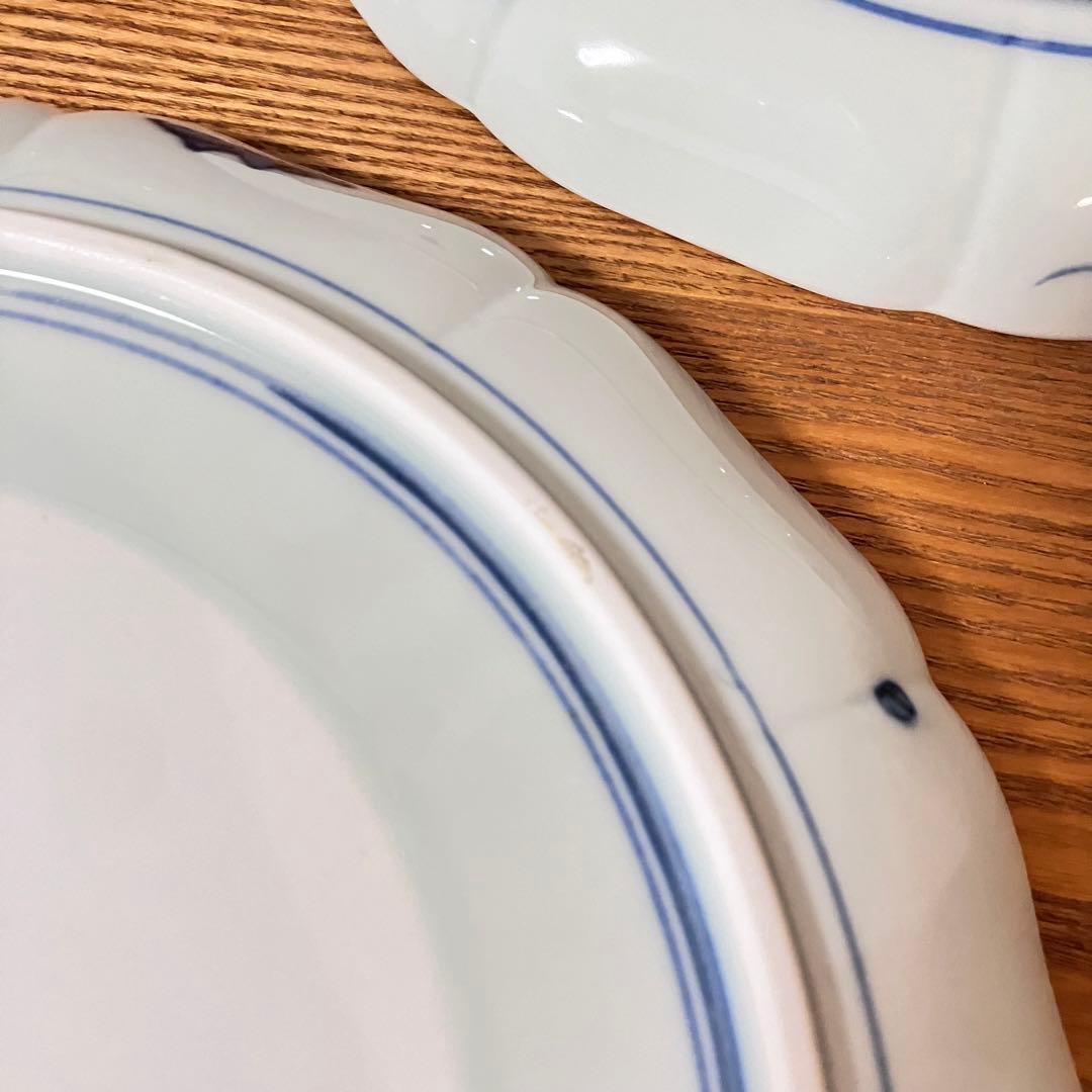 有田焼　染付　芙蓉手　輪花皿　大皿　よざん窯　与山窯