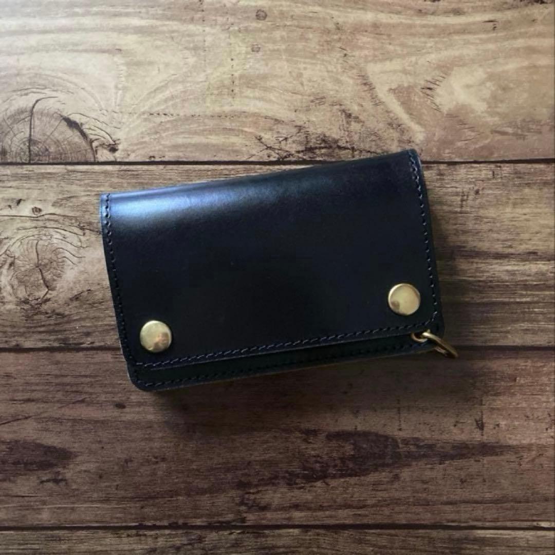 【ももさん】ミドルトラッカーウォレット 茶芯ブラック【お札を折らずに収納】