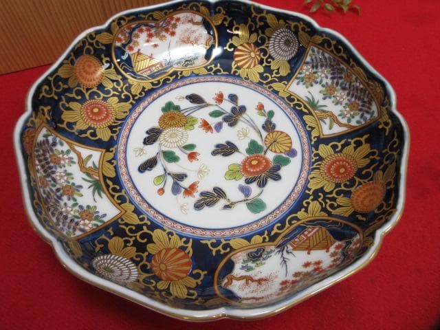 t*^様 8OL1102 未使用 其泉作 琳派古伊万里 盛皿 Φ25ｃｍ 深皿