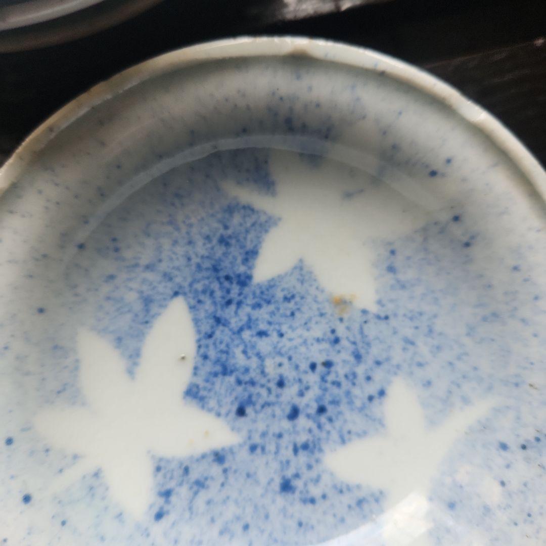 骨董　古伊万里　吹墨　紅葉紋の小皿セット