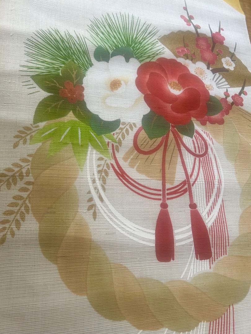 【京都洛柿庵】手染め麻タペストリー 花しめ縄