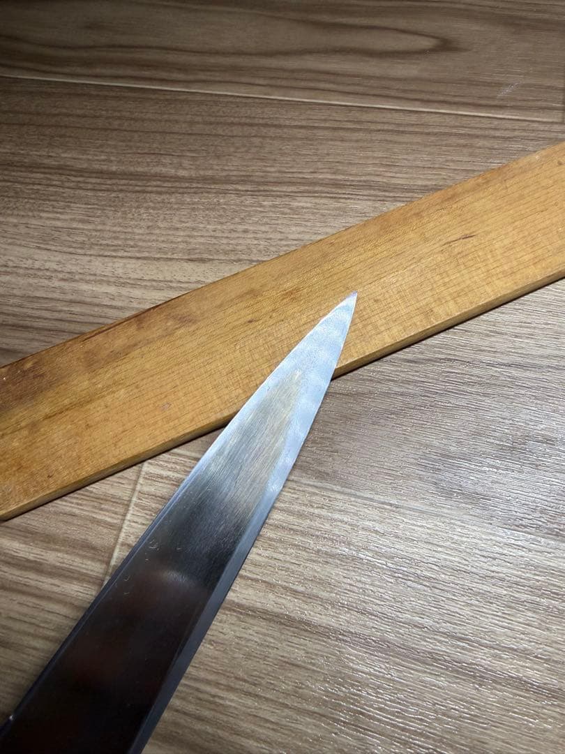 有次　本焼　柳刃包丁　刃渡り　尺一　天然砥石研ぎました。