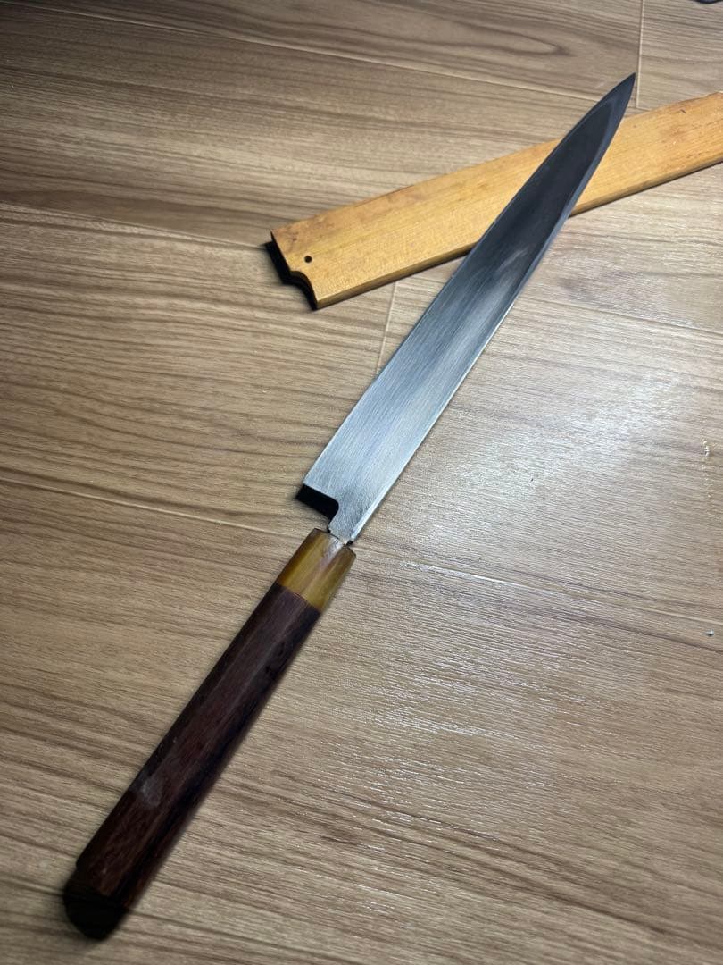 有次　本焼　柳刃包丁　刃渡り　尺一　天然砥石研ぎました。