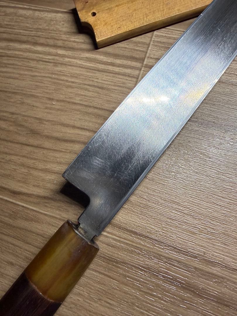 有次　本焼　柳刃包丁　刃渡り　尺一　天然砥石研ぎました。