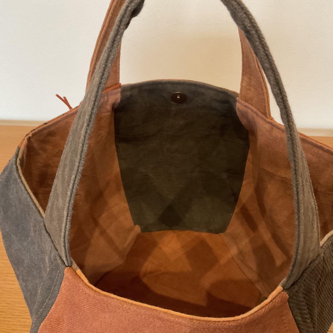 柿渋染め6色　ヘキサゴントートバッグ（広口）