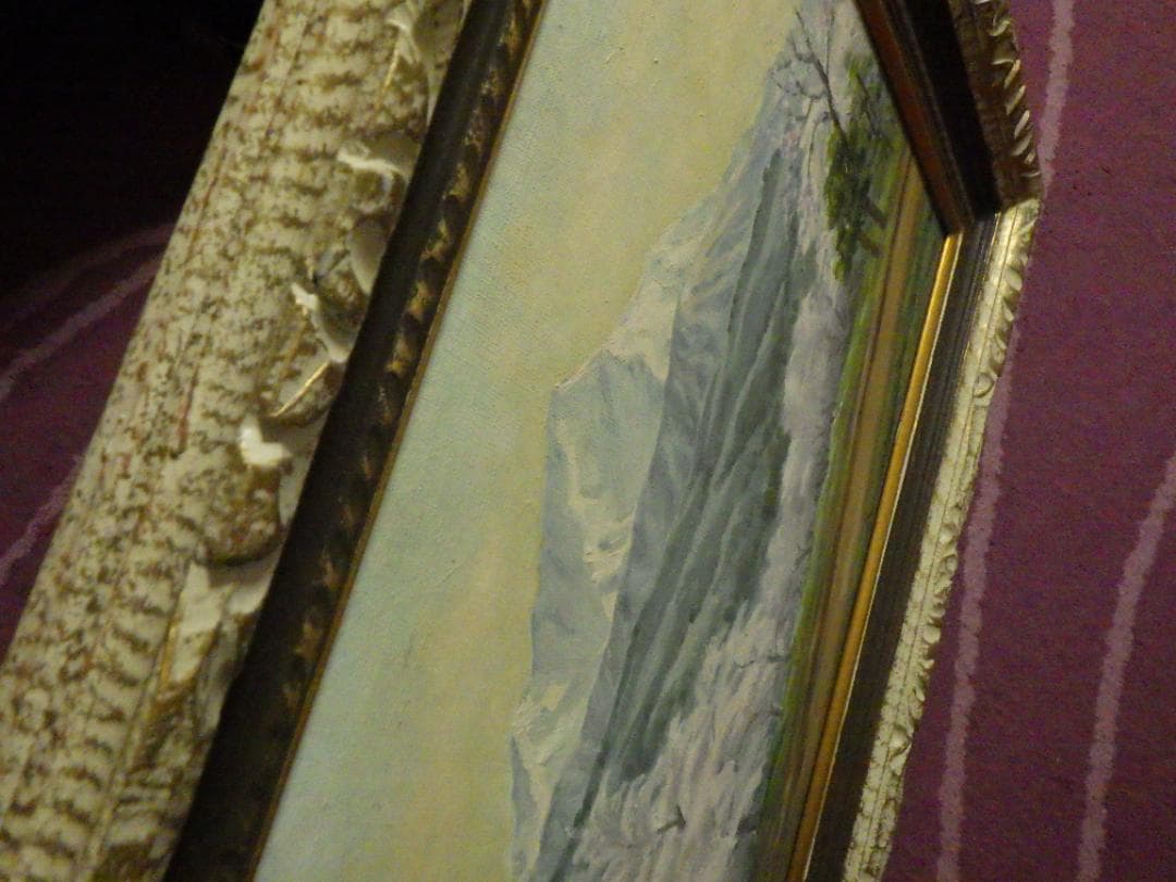 真作 室星董道 油彩 春 鯨波高台より 1963年 個展 NHK 額装 F10