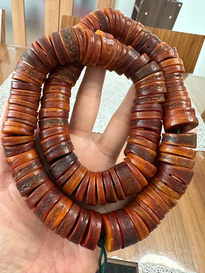 T-757 文玩　チベット ヤク　カパラ　頭蓋骨　稀少　ネックレス 念珠　魔除け