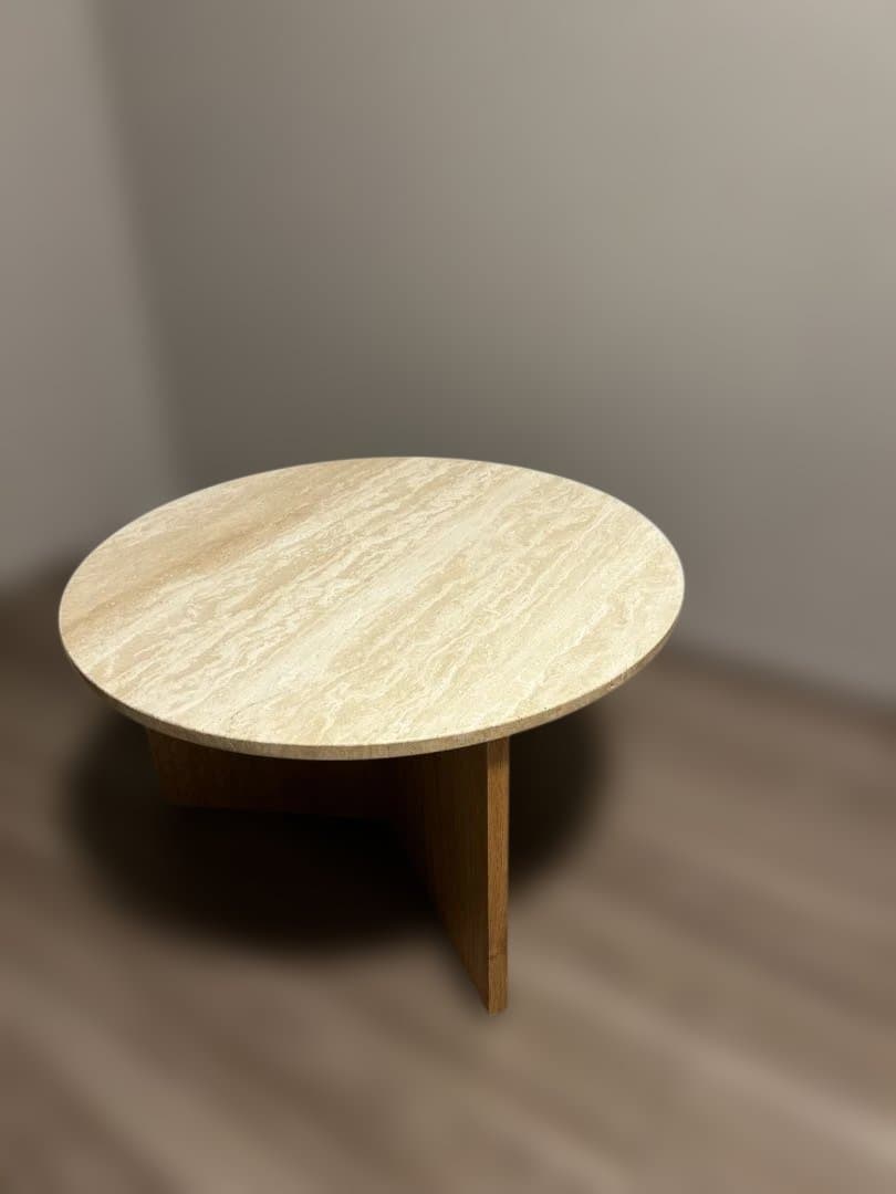 大理石 ウッド ラウンドテーブル　ローテーブル
