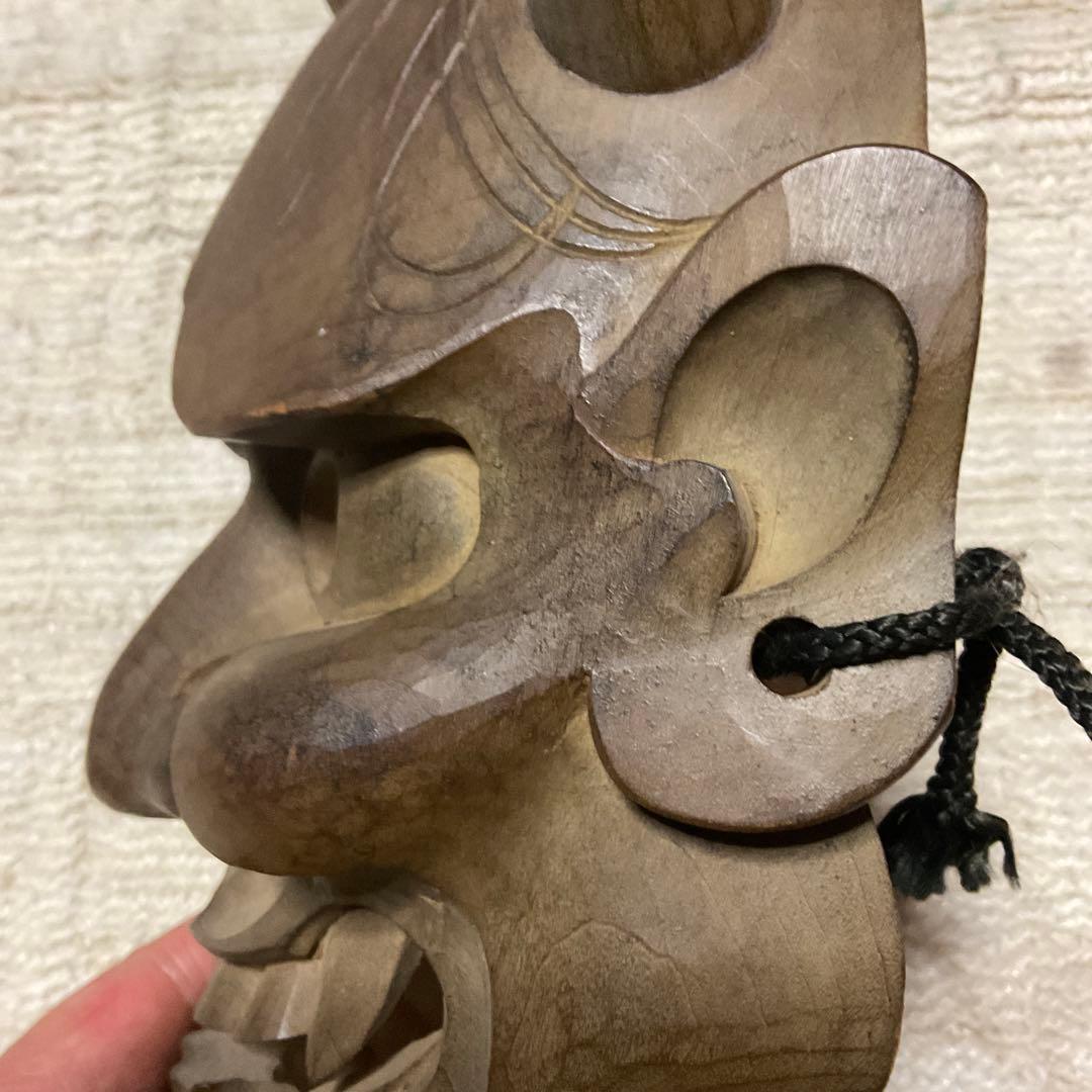 鬼の面　木彫り　【魔除け面】。