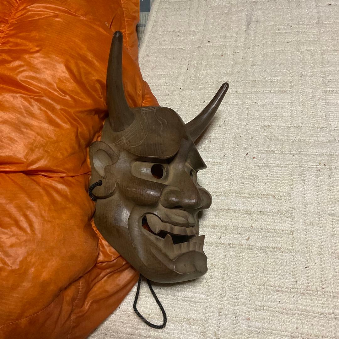 鬼の面　木彫り　【魔除け面】。