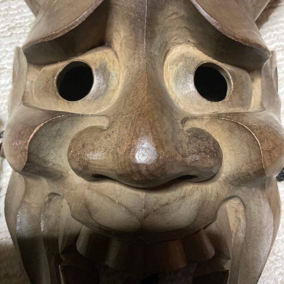 鬼の面　木彫り　【魔除け面】。