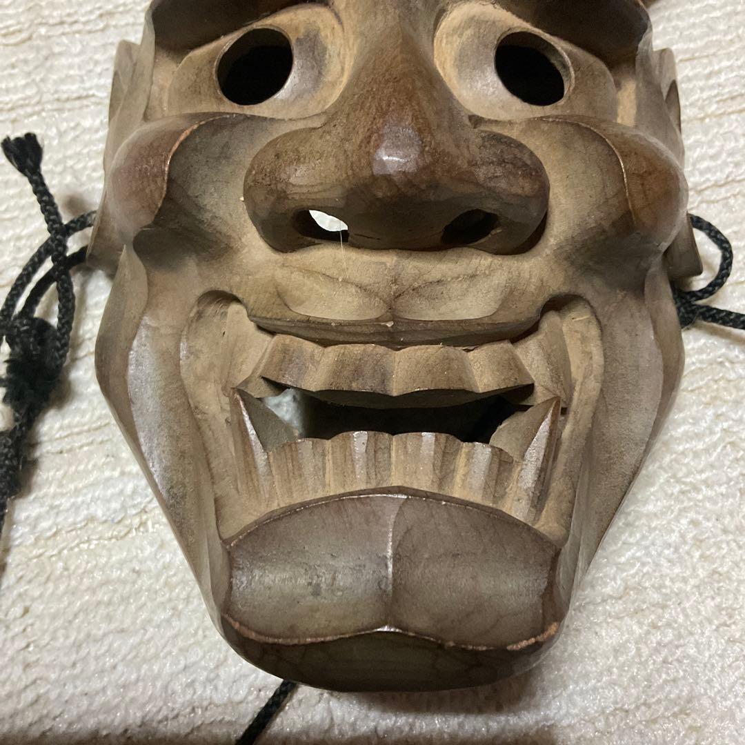 鬼の面　木彫り　【魔除け面】。