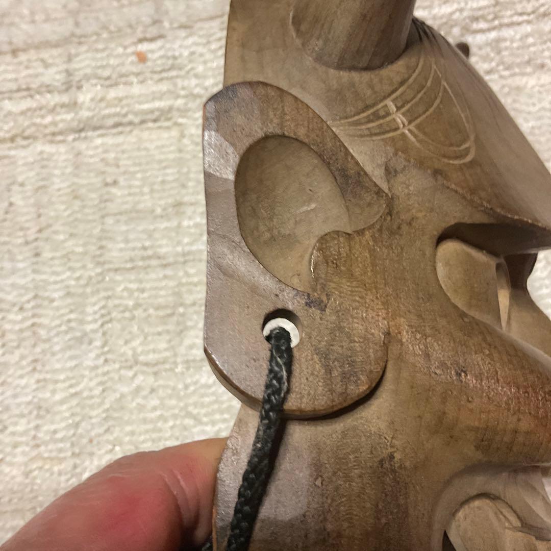 鬼の面　木彫り　【魔除け面】。